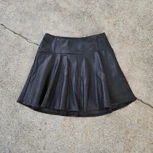 Vtg 90s LILY WHITE Plain Minimal Goth Grunge Faux Leather Mesh Midi Skirt S USA